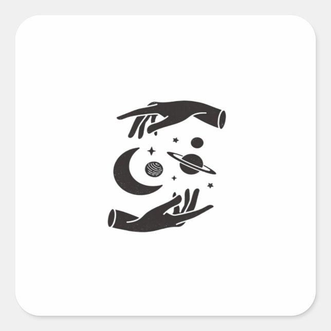 Pegatina Cuadrada Diseño Caprichoso Gótico (Anverso)