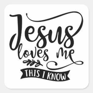 Pegatina Cuadrada Diseño cristiano Jesús me ama