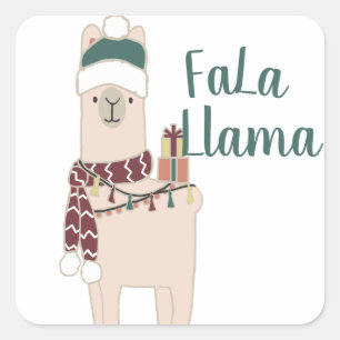 Pegatina Cuadrada Diseño Cute Holiday Fa La Llama