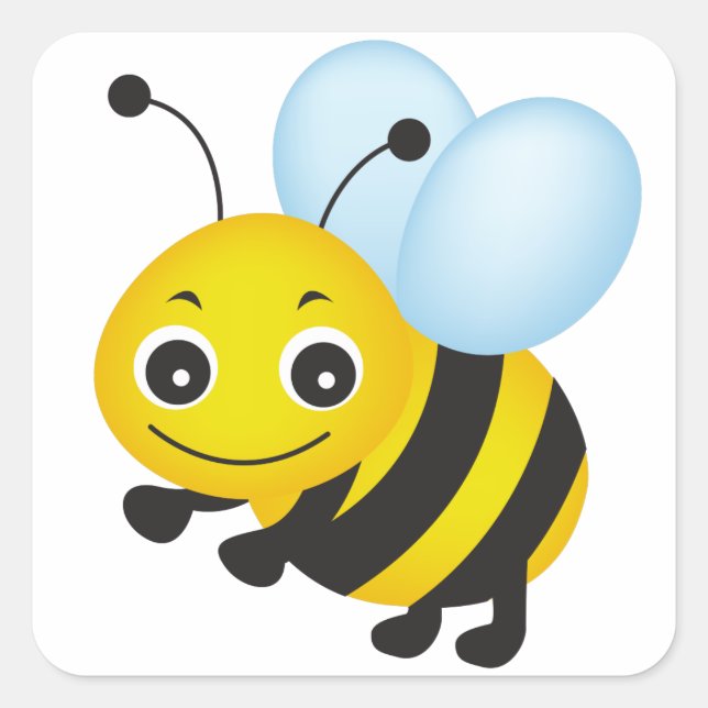 Pegatina Cuadrada Diseño de abejas de corte (Anverso)