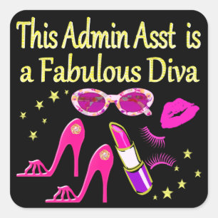 Pegatina Cuadrada DISEÑO DE ADMIN ASST DIVA DE bonito