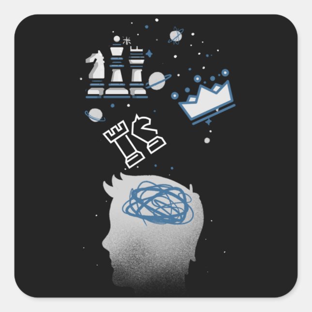 Pegatina Cuadrada Diseño de ajedrez (Anverso)