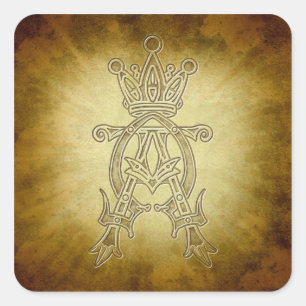 Pegatina Cuadrada Diseño de Alpha Omega King of Kings