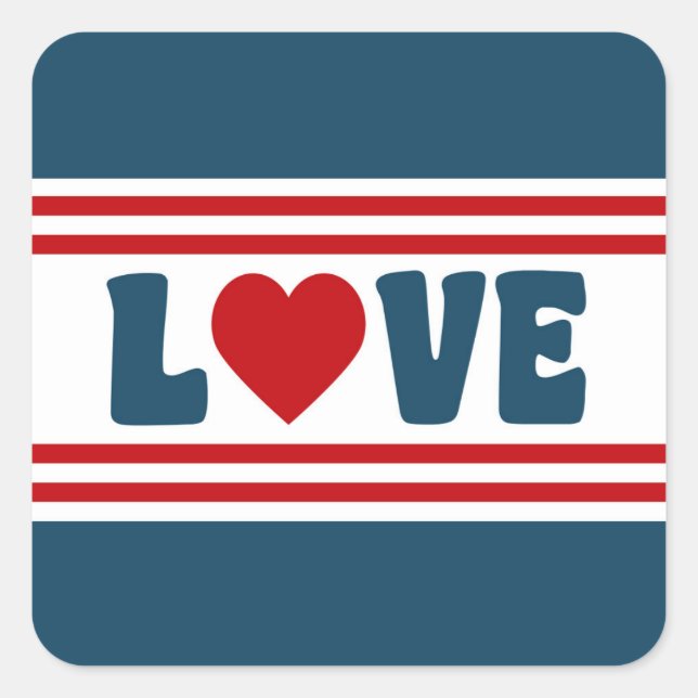 Pegatina Cuadrada Diseño de amor (Anverso)