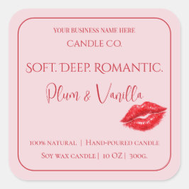 Pegatina Cuadrada Diseño de Amor de Lujo Romántico - Vela de Beso de