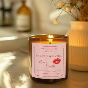 Pegatina Cuadrada Diseño de Amor de Lujo Romántico - Vela de Beso de