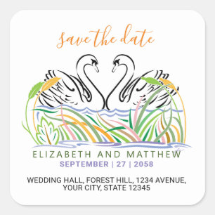 Pegatina Cuadrada Diseño de amor elegante minimalista