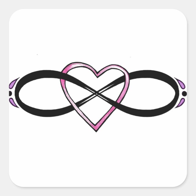 Pegatina Cuadrada Diseño de amor infinado (Anverso)
