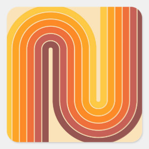 Pegatina Cuadrada Diseño de arco doble geométrico retro