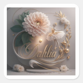 Pegatina Cuadrada Diseño de Arte Floral Dahlia Ballet Bloom