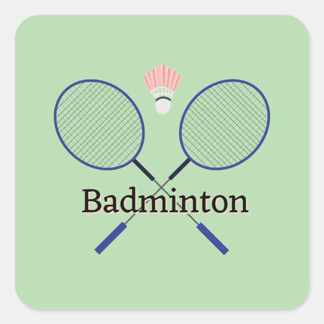 Pegatina Cuadrada Diseño de Badminton (Anverso)