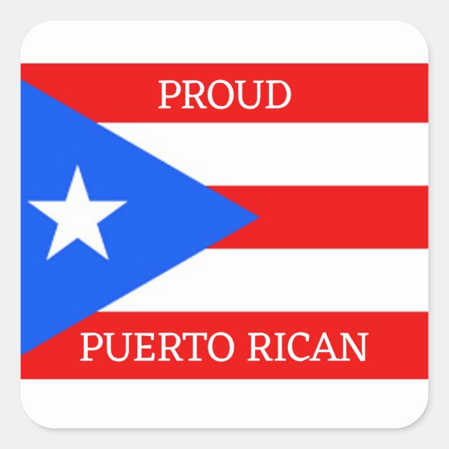 Pegatina Cuadrada Diseño de bandera de Puerto Rico (Anverso)