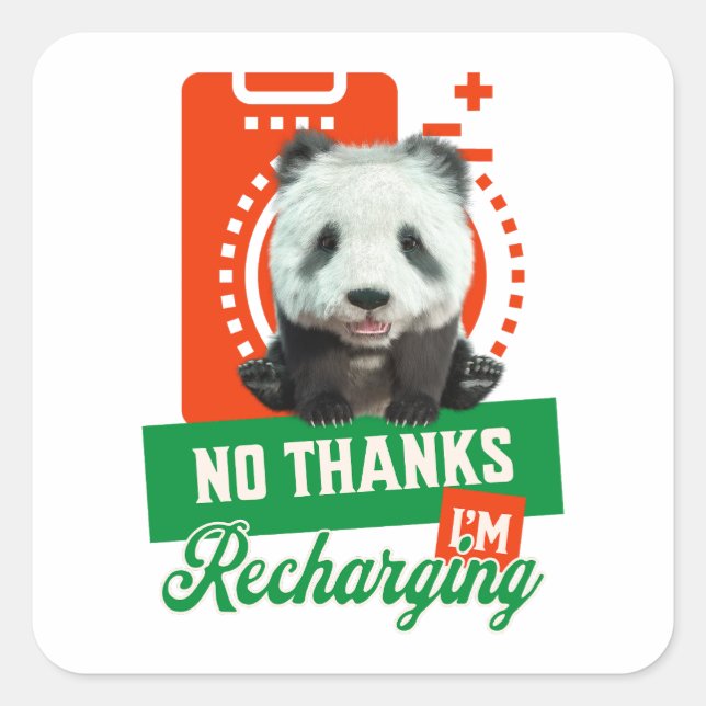 Pegatina Cuadrada Diseño de batería de introvertido recargable de Pa (Anverso)