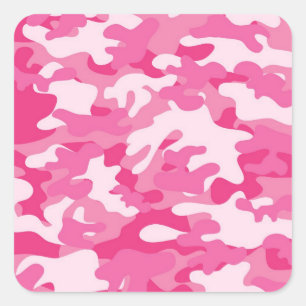 Pegatina Cuadrada Diseño de camo rosa y blanco