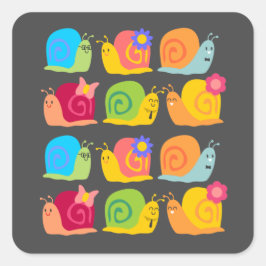 Pegatina Cuadrada Diseño de caracoles de pelo