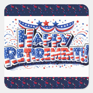 Pegatina Cuadrada Diseño de Celebración de Jubilación Feliz Patrióti