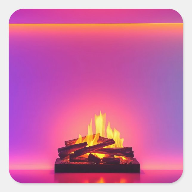 Pegatina Cuadrada Diseño de chimenea rosa (Anverso)