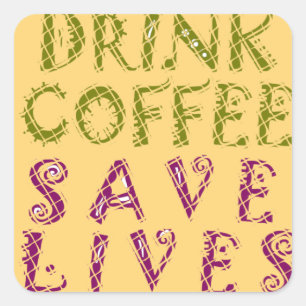 Pegatina Cuadrada Diseño de cita divertida de selfie de café