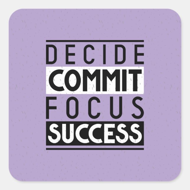 Pegatina Cuadrada Diseño de citas motivacionales para los logros (Anverso)