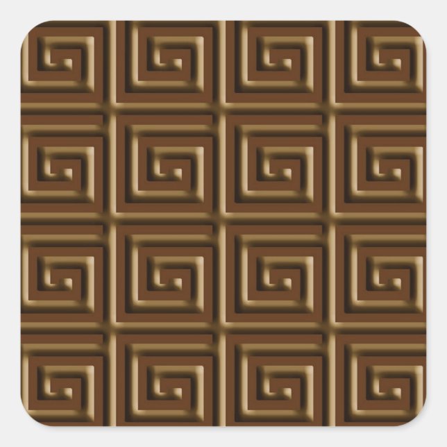 Pegatina Cuadrada Diseño de clave griega - chocolate oscuro (Anverso)