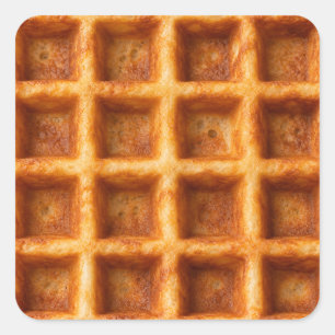 Pegatina Cuadrada Diseño de comida de waffle cuadrado tostado realis