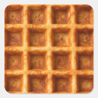 Pegatina Cuadrada Diseño de comida de waffle cuadrado tostado realis