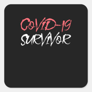 Pegatina Cuadrada Diseño de Conciencia sobre Supervivientes de Virus