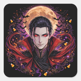 Pegatina Cuadrada Diseño de Conde Vampiro Drácula Terror Gótico