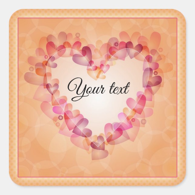 Pegatina Cuadrada Diseño de corazones románticos pastel y formas abs (Anverso)