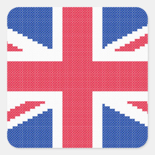 Pegatina Cuadrada Diseño de cosido cruzado original Jack Union