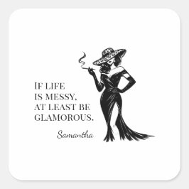 Pegatina Cuadrada Diseño de cotización de estilo glam personalizado
