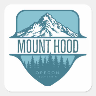 Pegatina Cuadrada diseño de cresta de montaña Mount Hood Oregon