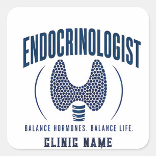 Pegatina Cuadrada Diseño de cuidado hormonal de endocrinólogo
