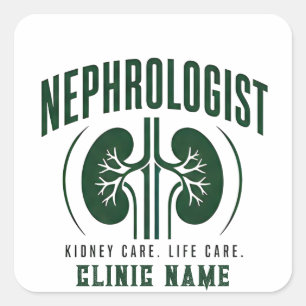 Pegatina Cuadrada Diseño de cuidado renal del nefrólogo