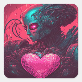 Pegatina Cuadrada Diseño de "Cyber Valentine" para cibernetica