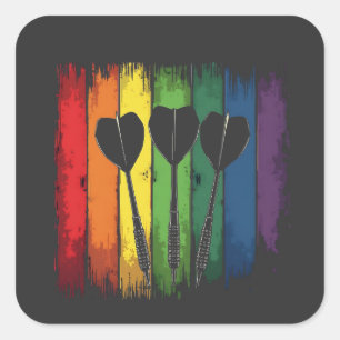 Pegatina Cuadrada Diseño de dardo vintage con colores LGBTQ Vintage