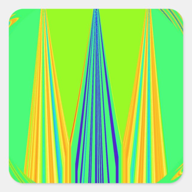 Pegatina Cuadrada Diseño de diseño de diseño de patrones de neón geo (Anverso)