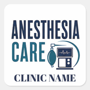 Pegatina Cuadrada Diseño de Equipo Médico de Atención de Anestesia