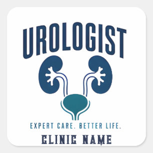 Pegatina Cuadrada Diseño de equipo médico de urólogo riñón
