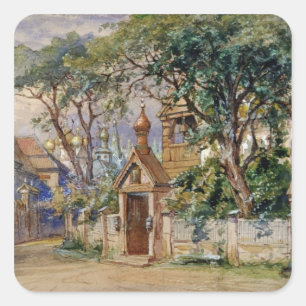 Pegatina Cuadrada Diseño de escenario para el 'Oprichnik' de Tchaiko