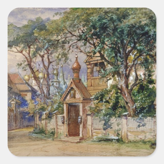 Pegatina Cuadrada Diseño de escenario para el 'Oprichnik' de Tchaiko (Anverso)