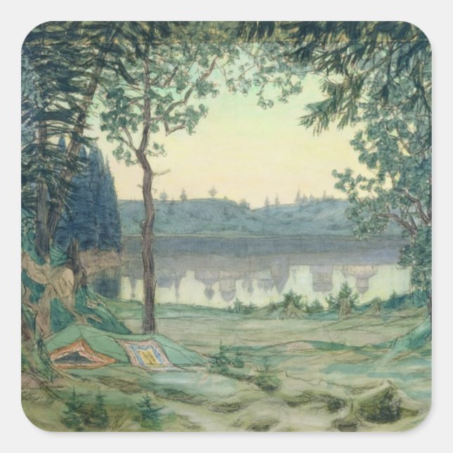 Pegatina Cuadrada Diseño de escenario para Rimsky-Korsakov (Anverso)