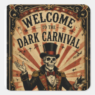 Pegatina Cuadrada Diseño de fiesta de Halloween de Carnaval Oscuro V