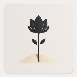 Pegatina Cuadrada Diseño de flores abstractas