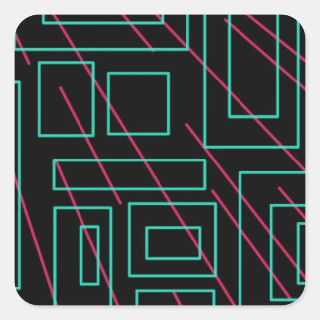 Pegatina Cuadrada diseño de fondo negro (Anverso)
