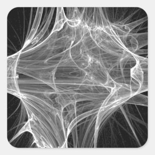 Pegatina Cuadrada Diseño de fractal de telaraña
