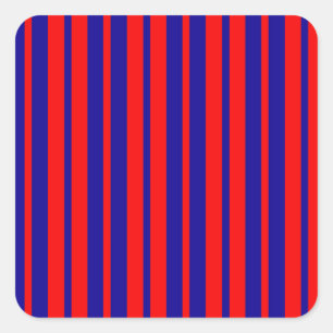Pegatina Cuadrada Diseño de franjas rojas y azules