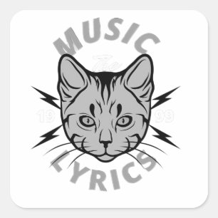Pegatina Cuadrada Diseño de gato