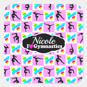 Pegatina Cuadrada DISEÑO DE GIMNASTICAS DE MARIPOSAS DE bonito