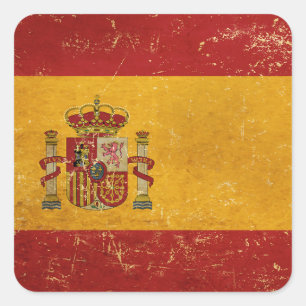 Pegatina Cuadrada Diseño de Grunge Vintage de Bandera Española